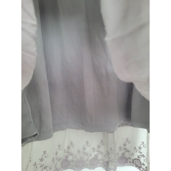 Lapis Tiered Embroidered Lace Trim Maxi Skirt Size S Gray Fairy Grunge Boho - Picture 2 of 8